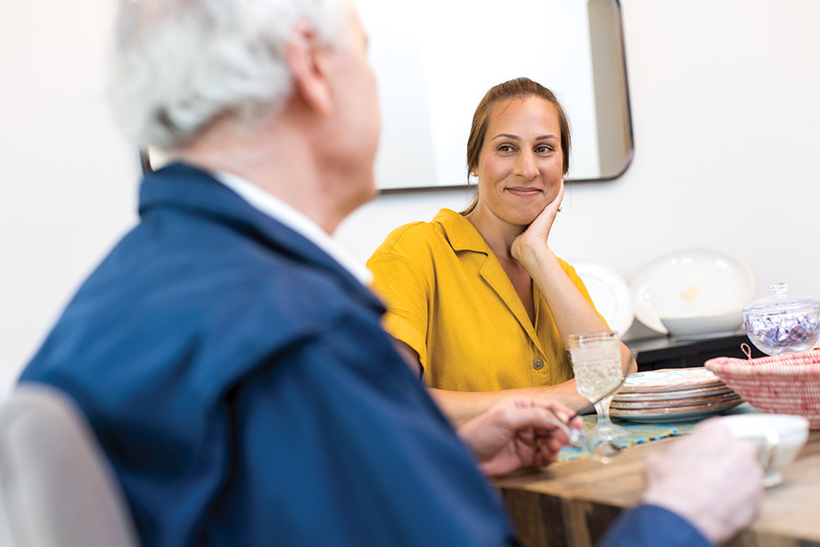 Cori Levin with an elderly client.