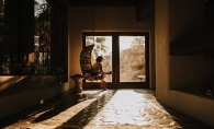 Mollie Krengel takes a reflective pause while at The Joshua Tree House in Tucson, Ariz. 
