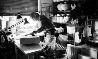 Ceramic artist Eric Pilhofer works on a piece.