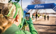 Runners at the finish line of the Luck O' the Lake 5K.