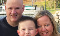 Late Wayzata police officer Bill Matthews with his son Wyatt and wife Shawn.