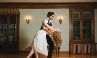 A couple practices their first dance at Tulle Tuxedo