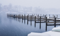 A shot of a spring blizzard on Lake Minnetonka