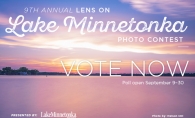 A graphic advertising voting for the 2019 Lens on Lake Minnetonka photo contest.