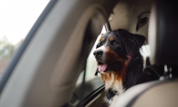 Pet dog on a road trip.