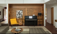 The home music studio is soundproof, keeping the rest of the house quiet during lessons.