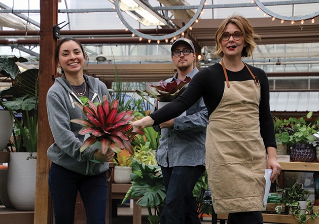 Jocelyn Espino, Simon Dunnquery and Jessie Jacobson at Tonkadale Greenhouse's houseplant runway show