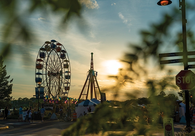 The ferris wheel and other rides at James J. Hill Days 2019.