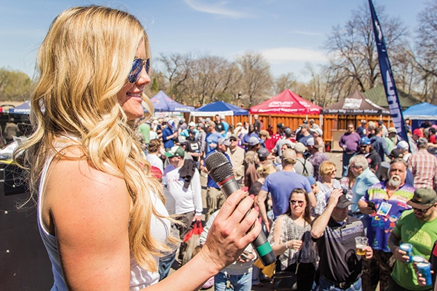 A woman makes an announcement at the 51st Annual Minnesota Bound Crappie Contest