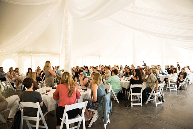 The crowd at the Twin Cities Wedding & Event Professionals meeting at Minnetonka Orchards.