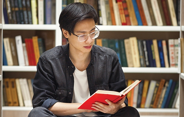 reading in the library