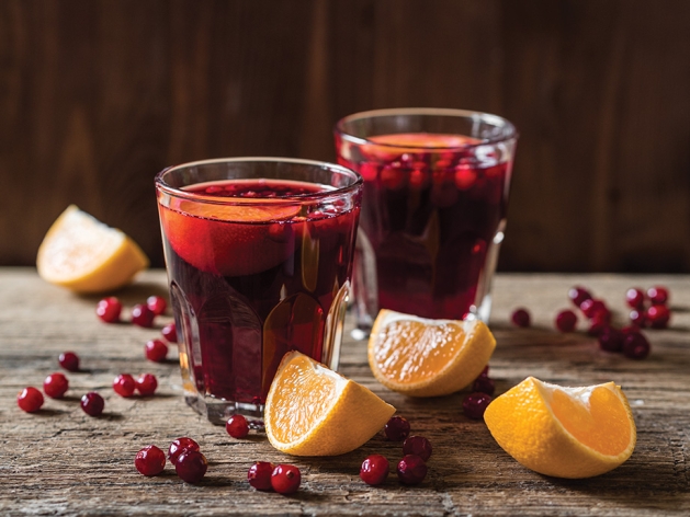 Bourbon and Vodka spiked Holiday punch