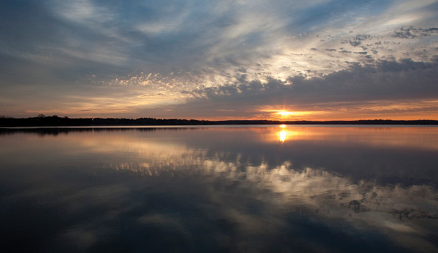 A shot of the sunrise over Lake Minnetonka