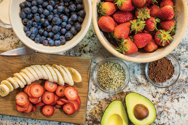 Fresh fruits being prepared