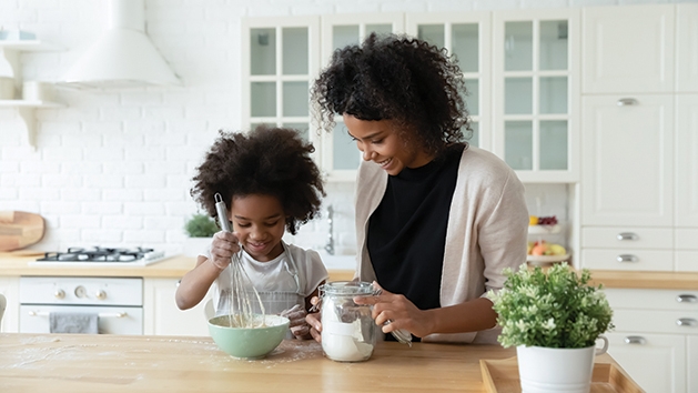 cooking in kitchen with kids