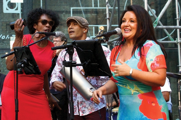 The band Salsa del Soul onstage at Minnetonka's Entertainment in the Park.