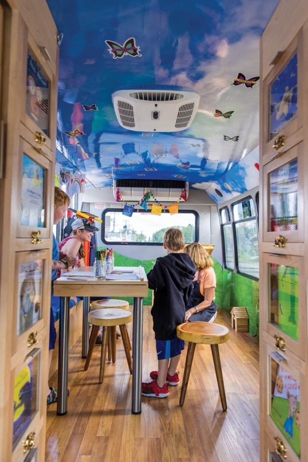 Inside Ziggy's Art Bus.