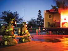 The Mound Fire Department performs a fire safety demonstration