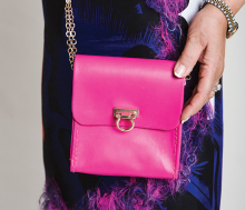 A pink SusiBash handbag created by local designer Sussan Mahjouri