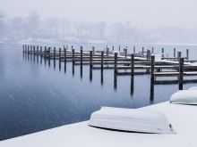 A shot of a spring blizzard on Lake Minnetonka