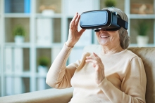 senior using virtual reality