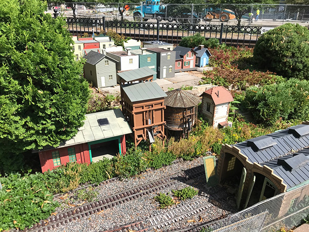 A model town and trainyard.