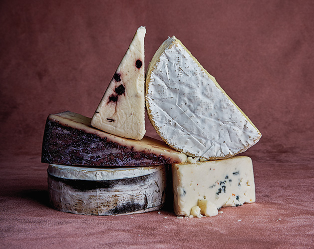 A variety of cheeses