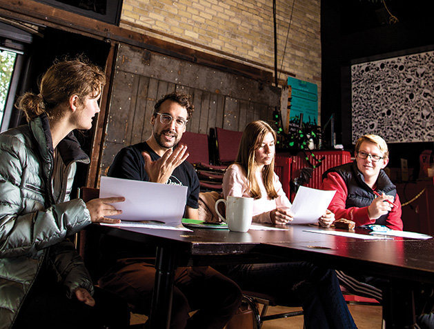 The youth board of The Freight Room (formerly known as the Depot) hold a meeting.