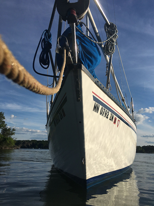 A boat tied up on Lake Minnetonka